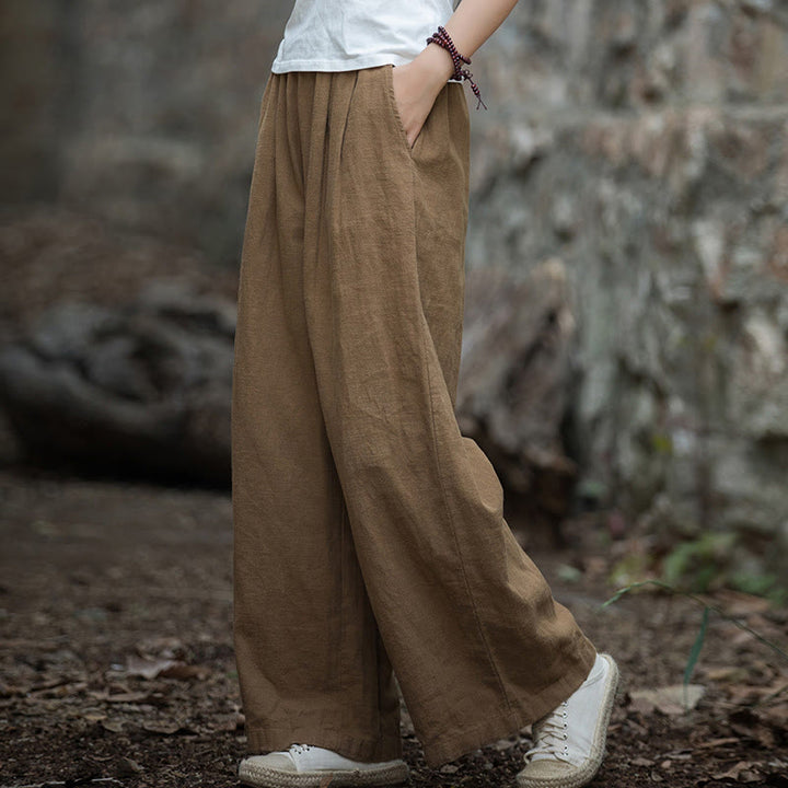 Pantalones de pierna ancha retro con Buddha Stones , pantalones de yoga informales para mujer con bolsillos