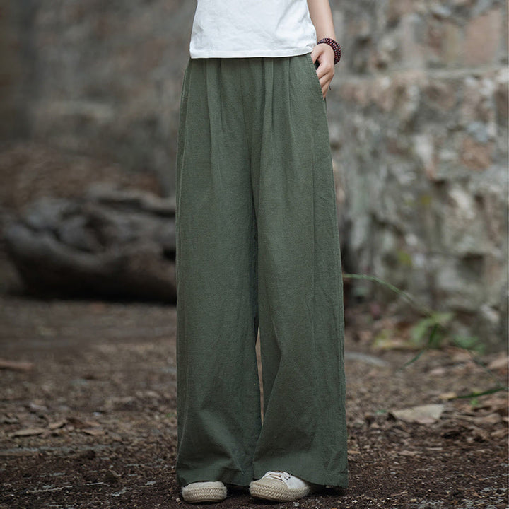 Pantalones de pierna ancha retro con Buddha Stones , pantalones de yoga informales para mujer con bolsillos