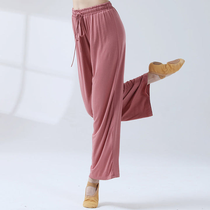 Pantalones anchos de la pierna del cordón modal flojo de las piedras de Buddha Stones para la danza de la yoga - rojo violeta pálido - US12, UK/AU16, EU44 (3XL) - image 4