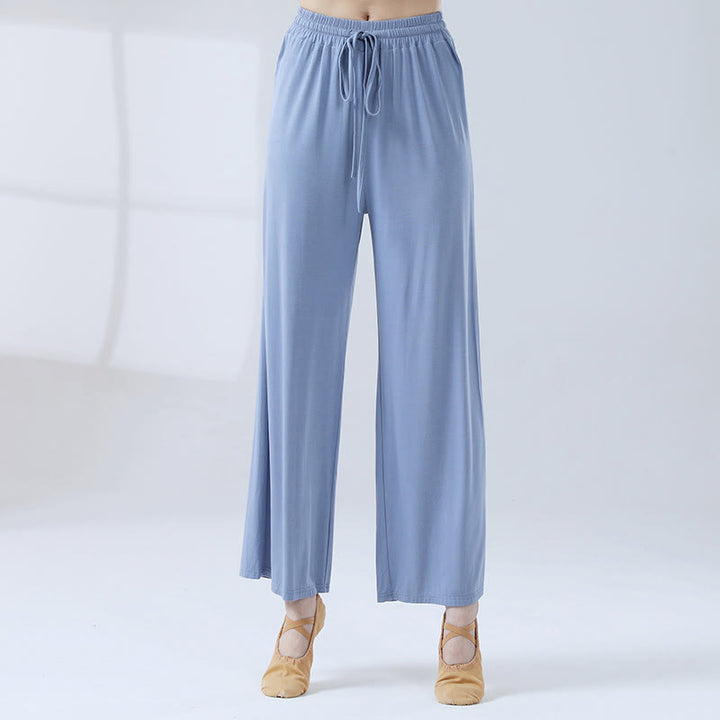 Pantalones anchos de la pierna del cordón modal flojo de las piedras de Buddha Stones para la danza de la yoga - Azul marino - US12, UK/AU16, EU44 (3XL) - image 15