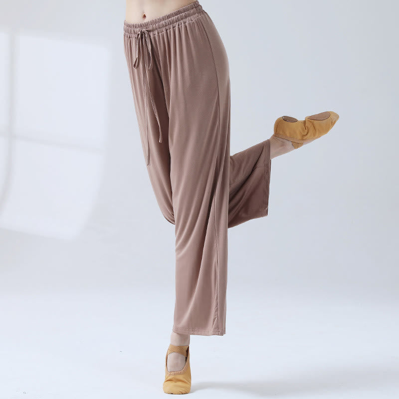 Pantalones anchos de la pierna del cordón modal flojo de las piedras de Buddha Stones para la danza de la yoga - Caqui - US12, UK/AU16, EU44 (3XL) - image 11