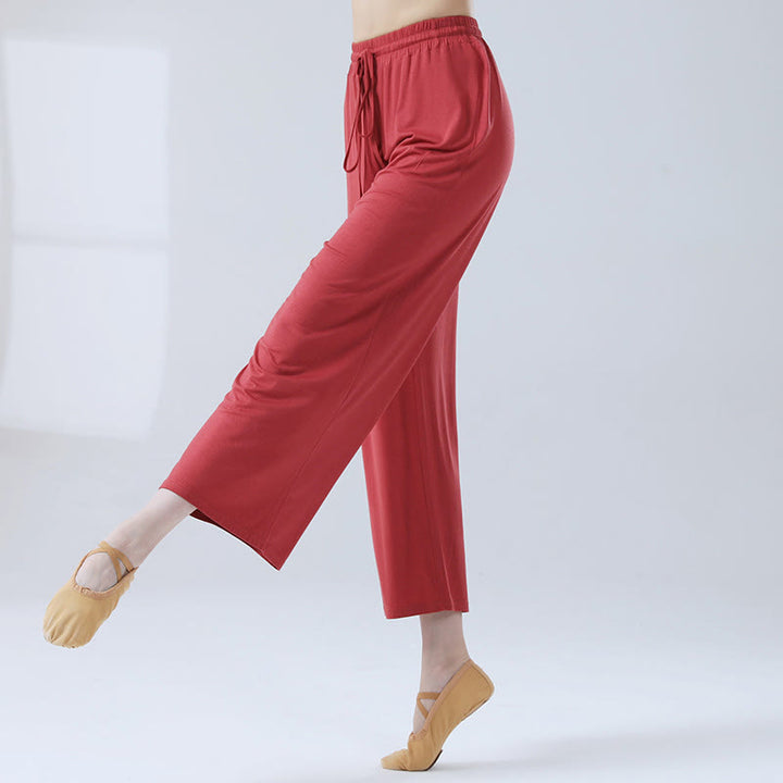 Pantalones anchos de la pierna del cordón modal flojo de las piedras de Buddha Stones para la danza de la yoga - Rojo - US12, UK/AU16, EU44 (3XL) - image 21