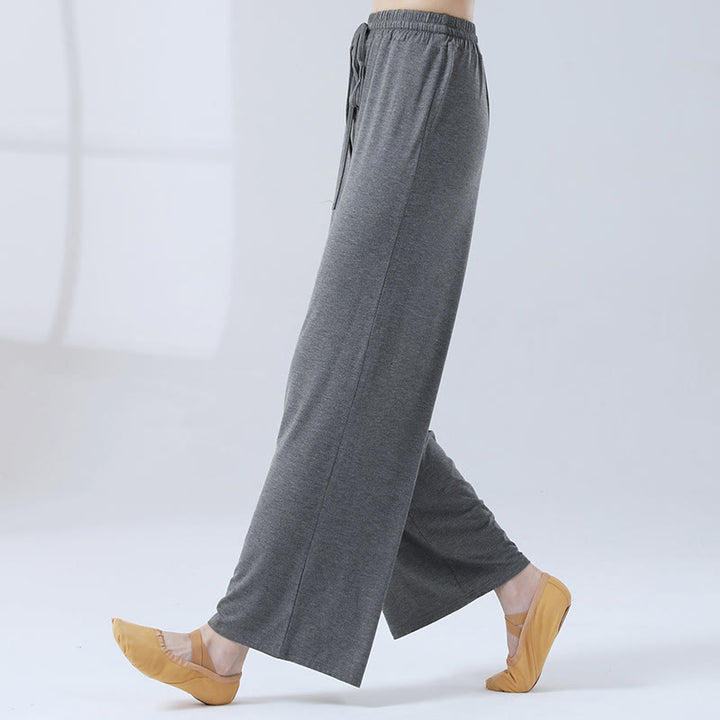 Pantalones anchos de la pierna del cordón modal flojo de las piedras de Buddha Stones para la danza de la yoga - Gris - US12, UK/AU16, EU44 (3XL) - image 20