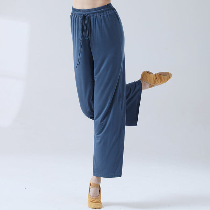 Pantalones anchos de la pierna del cordón modal flojo de las piedras de Buddha Stones para la danza de la yoga - Azul real - US12, UK/AU16, EU44 (3XL) - image 18