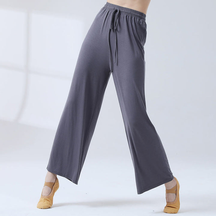 Pantalones anchos de la pierna del cordón modal flojo de las piedras de Buddha Stones para la danza de la yoga - Gris pizarra - US12, UK/AU16, EU44 (3XL) - image 22