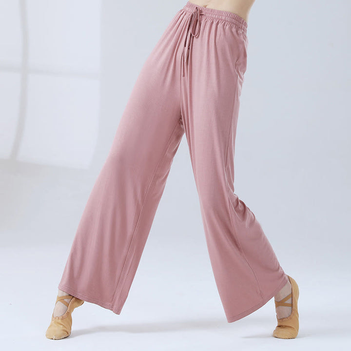Pantalones anchos de la pierna del cordón modal flojo de las piedras de Buddha Stones para la danza de la yoga - Rosa coral - US12, UK/AU16, EU44 (3XL) - image 23