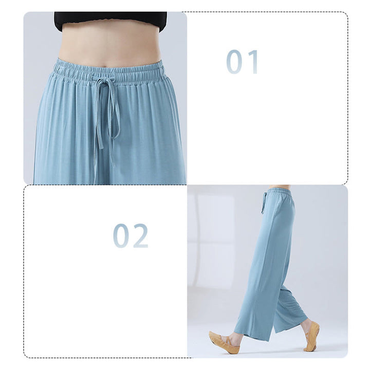 Pantalones anchos de la pierna del cordón modal flojo de las piedras de Buddha Stones para la danza de la yoga - image 7
