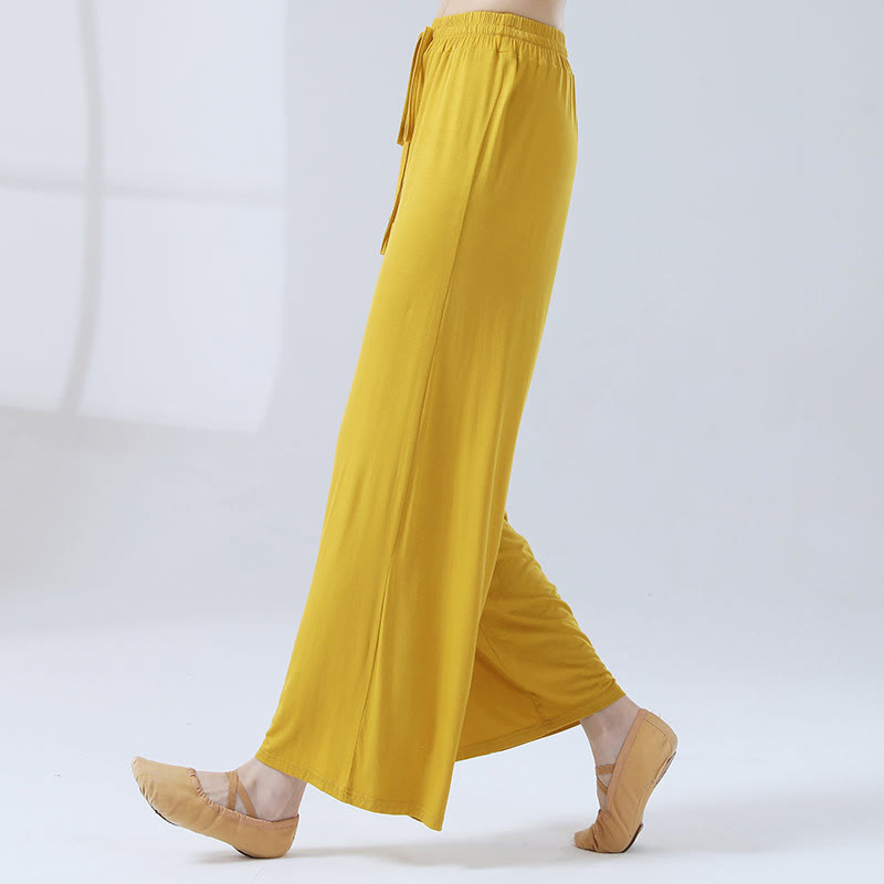 Pantalones anchos de la pierna del cordón modal flojo de las piedras de Buddha Stones para la danza de la yoga - image 14