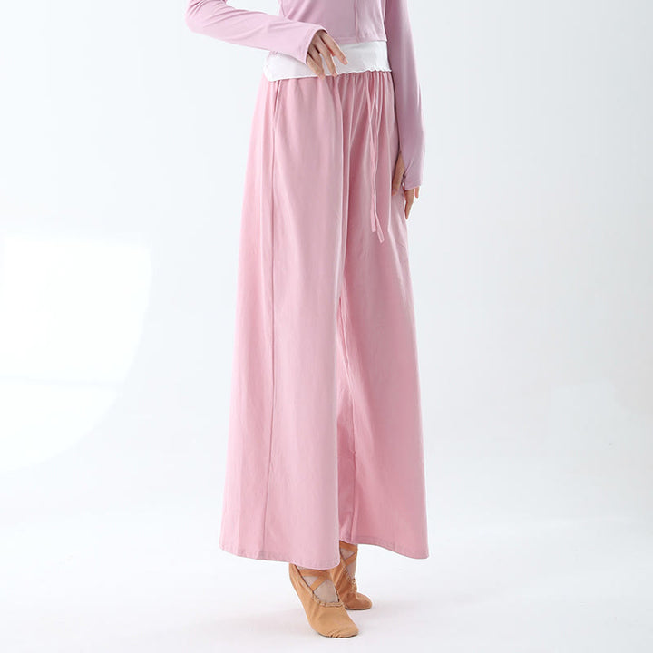 Pantalones de pierna ancha con cordón de algodón sueltos con Buddha Stones para danza de yoga con bolsillos