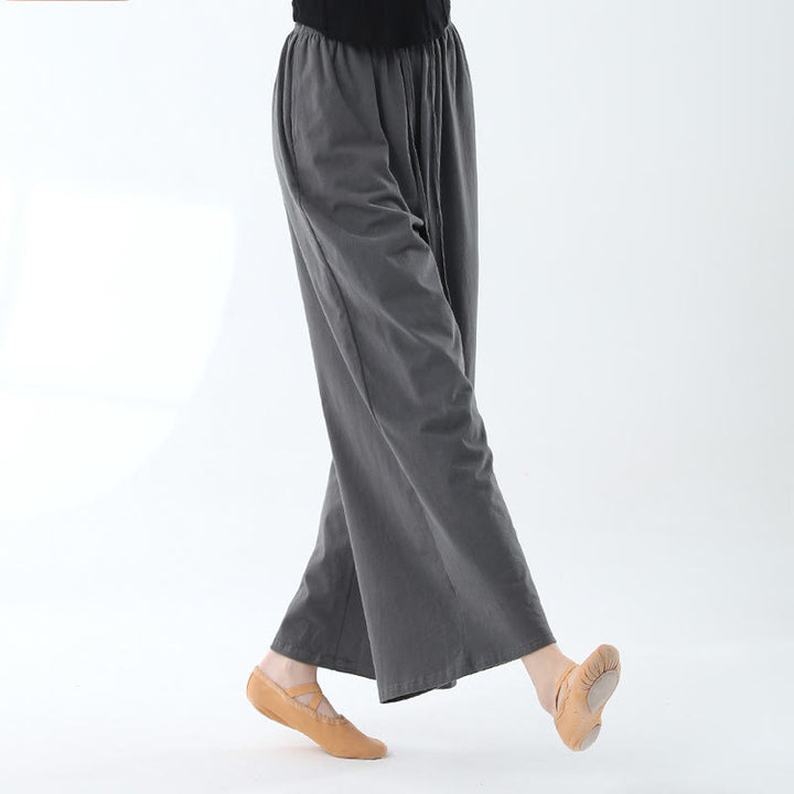Pantalones de pierna ancha con cordón de algodón sueltos con Buddha Stones para danza de yoga con bolsillos