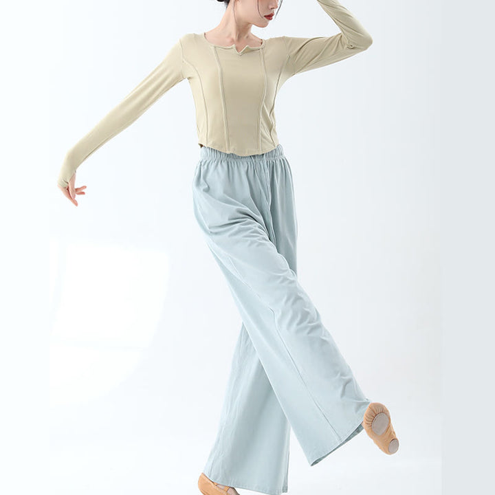 Pantalones de pierna ancha con cordón de algodón sueltos con Buddha Stones para danza de yoga con bolsillos