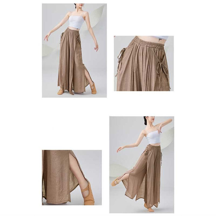 Pantalones anchos de lino y algodón sueltos de color sólido con piedras de Buddha Stones para yoga, danza clásica - image 13