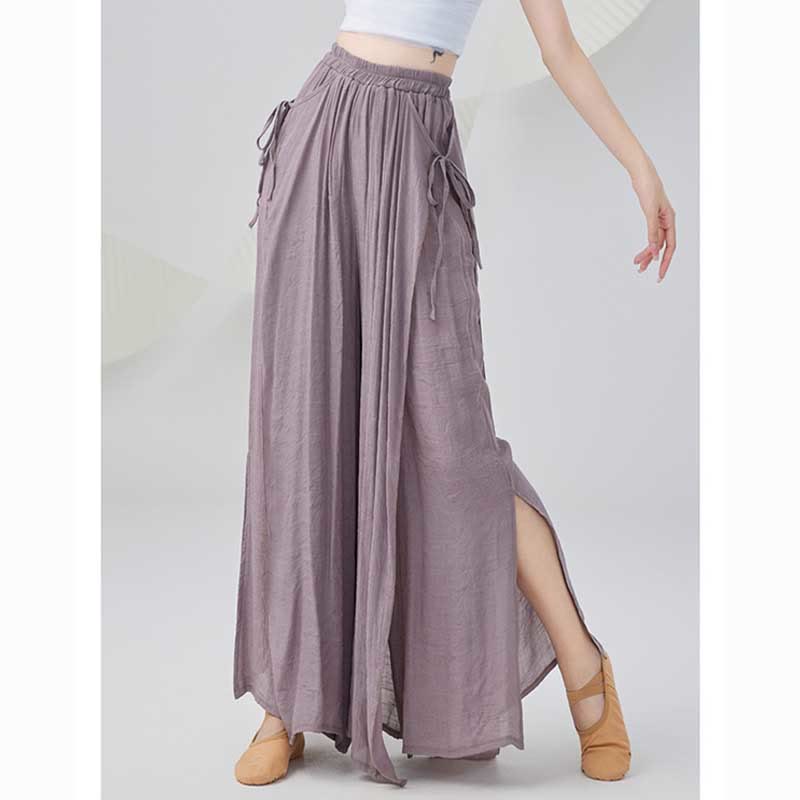 Pantalones anchos de lino y algodón sueltos de color sólido con piedras de Buddha Stones para yoga, danza clásica - image 1