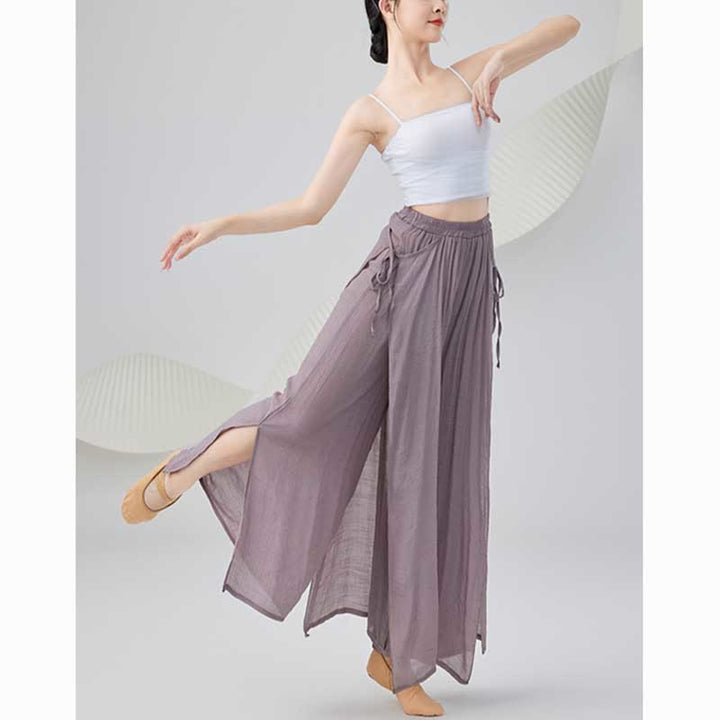 Pantalones anchos de lino y algodón sueltos de color sólido con piedras de Buddha Stones para yoga, danza clásica - image 2