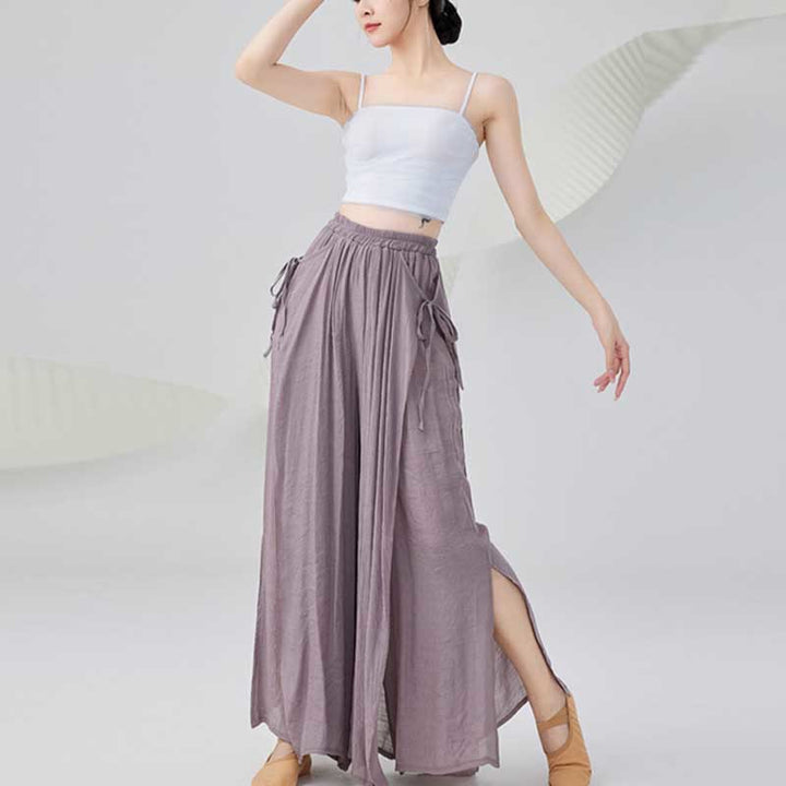 Pantalones anchos de lino y algodón sueltos de color sólido con piedras de Buddha Stones para yoga, danza clásica - image 5