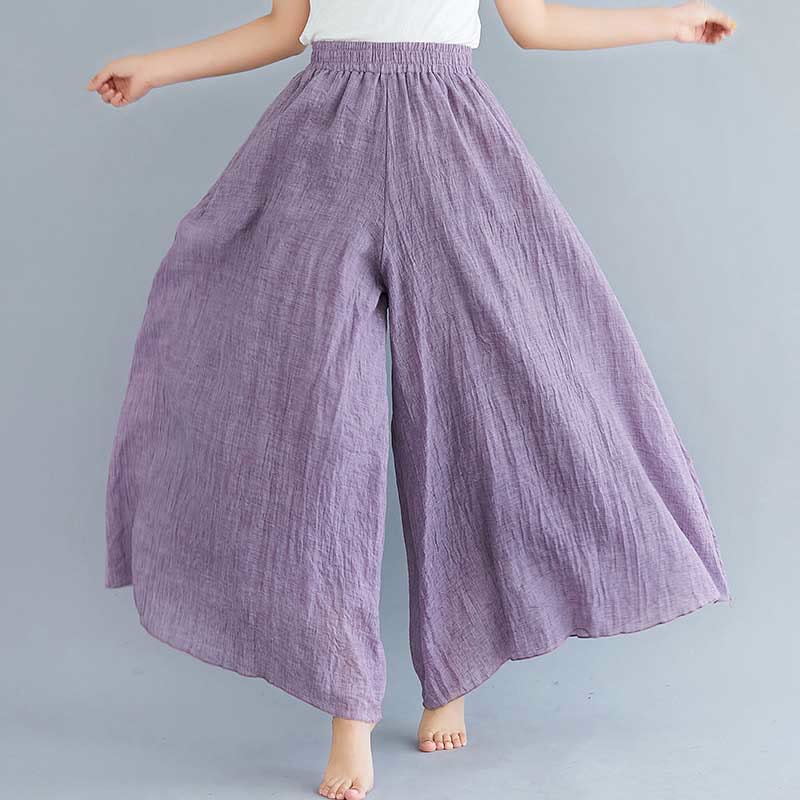 Buddha Stones - Pantalones de pierna ancha para mujer, estilo casual, sueltos, de algodón y lino, para yoga y danza - Púrpura - US2, UK/AU6, UE34 (M) - image 21