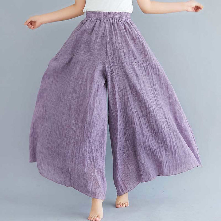 Buddha Stones - Pantalones de pierna ancha para mujer, estilo casual, sueltos, de algodón y lino, para yoga y danza - Púrpura - US2, UK/AU6, UE34 (M) - image 21