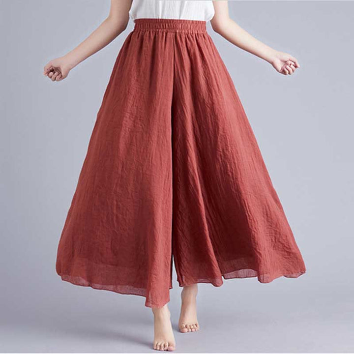 Buddha Stones - Pantalones de pierna ancha para mujer, estilo casual, sueltos, de algodón y lino, para yoga y danza - Rojo - US2, UK/AU6, UE34 (M) - image 49