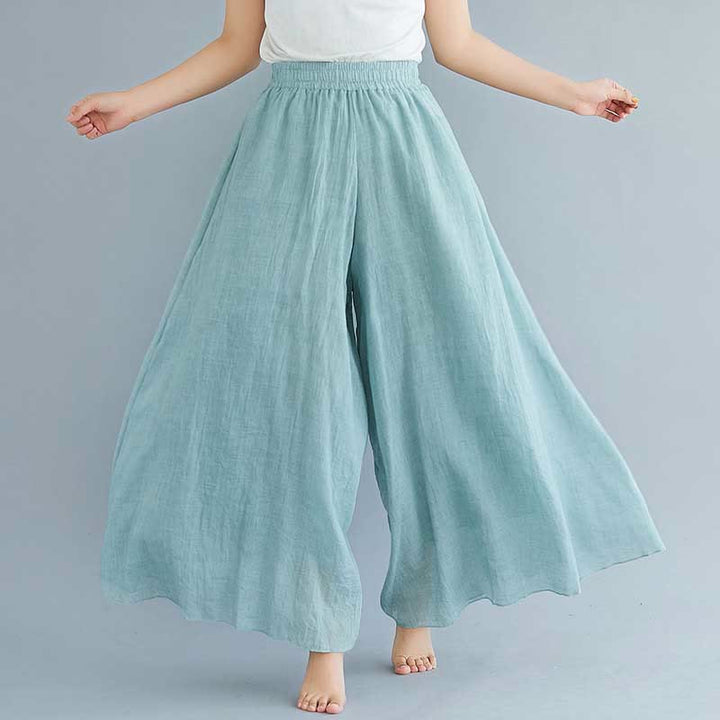 Buddha Stones - Pantalones de pierna ancha para mujer, estilo casual, sueltos, de algodón y lino, para yoga y danza - Verde - US2, UK/AU6, UE34 (M) - image 37