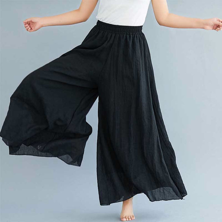 Buddha Stones - Pantalones de pierna ancha para mujer, estilo casual, sueltos, de algodón y lino, para yoga y danza - Negro - US2, UK/AU6, UE34 (M) - image 9
