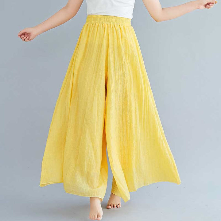 Buddha Stones - Pantalones de pierna ancha para mujer, estilo casual, sueltos, de algodón y lino, para yoga y danza - Amarillo - US2, UK/AU6, UE34 (M) - image 6