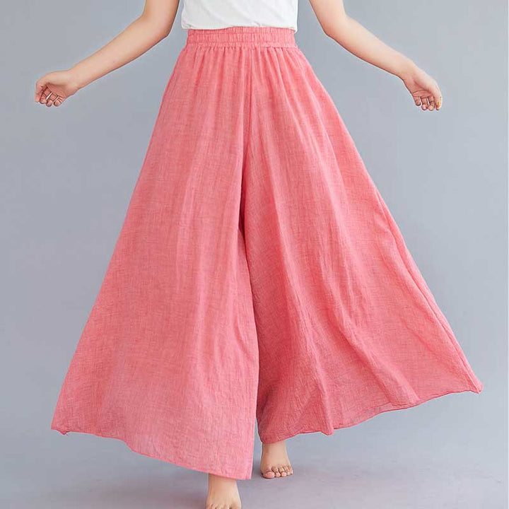 Buddha Stones - Pantalones de pierna ancha para mujer, estilo casual, sueltos, de algodón y lino, para yoga y danza - Rosa - US2, UK/AU6, UE34 (M) - image 17