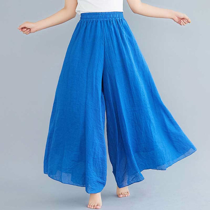Buddha Stones - Pantalones de pierna ancha para mujer, estilo casual, sueltos, de algodón y lino, para yoga y danza - Azul real - US2, UK/AU6, UE34 (M) - image 38