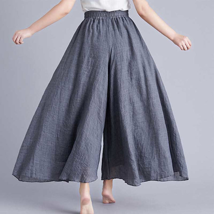 Buddha Stones - Pantalones de pierna ancha para mujer, estilo casual, sueltos, de algodón y lino, para yoga y danza - Gris oscuro - US2, UK/AU6, UE34 (M) - image 46