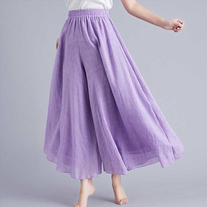 Buddha Stones - Pantalones de pierna ancha para mujer, estilo casual, sueltos, de algodón y lino, para yoga y danza - Violeta - US2, UK/AU6, UE34 (M) - image 47