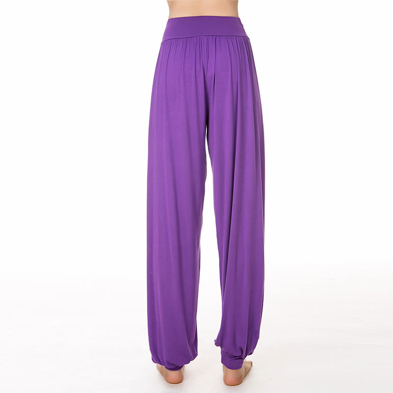 Pantalones Harem largos de danza de yoga modal de color sólido con Buddha Stones