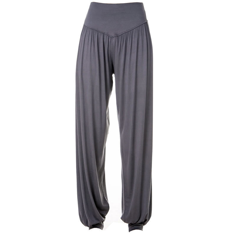 Pantalones Harem largos de danza de yoga modal de color sólido con Buddha Stones