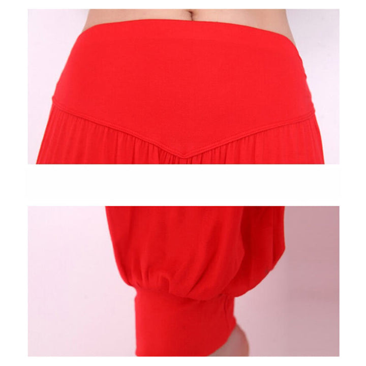 Pantalones Harem largos de danza de yoga modal de color sólido con Buddha Stones