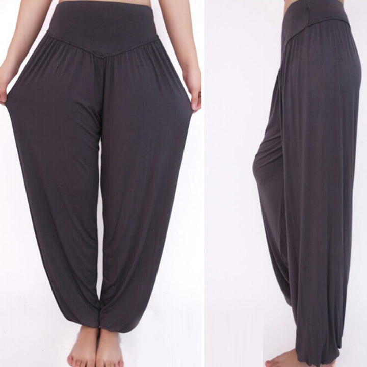 Pantalones largos tipo harén para yoga y danza con Buddha Stones en color liso - image 23