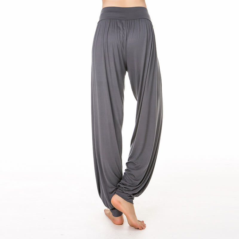 Pantalones Harem largos de danza de yoga modal de color sólido con Buddha Stones