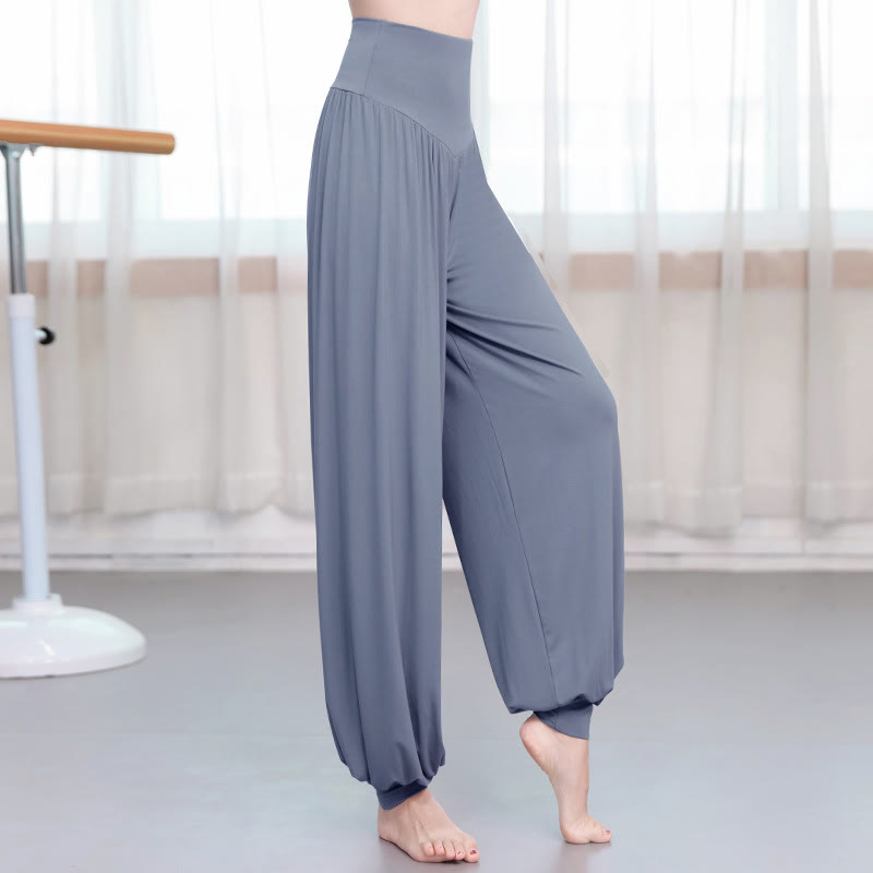 Pantalones de harén de danza de yoga modales sueltos de color liso con Buddha Stones