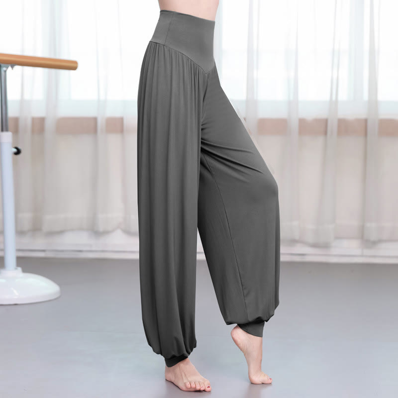 Pantalones de harén de danza de yoga modales sueltos de color liso con Buddha Stones - Gris oscuro - US14, UK/AU18, EU46 (3XL) - image 12