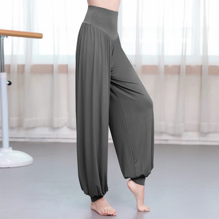 Pantalones de harén de danza de yoga modales sueltos de color liso con Buddha Stones - Gris oscuro - US14, UK/AU18, EU46 (3XL) - image 12
