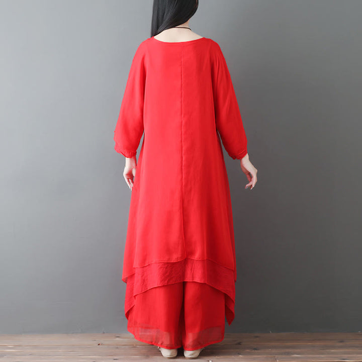 Vestido túnica midi con cuello en V y piedras de Buddha Stones, pantalones de pierna ancha, ropa de práctica Zen para meditación y baile - image 11