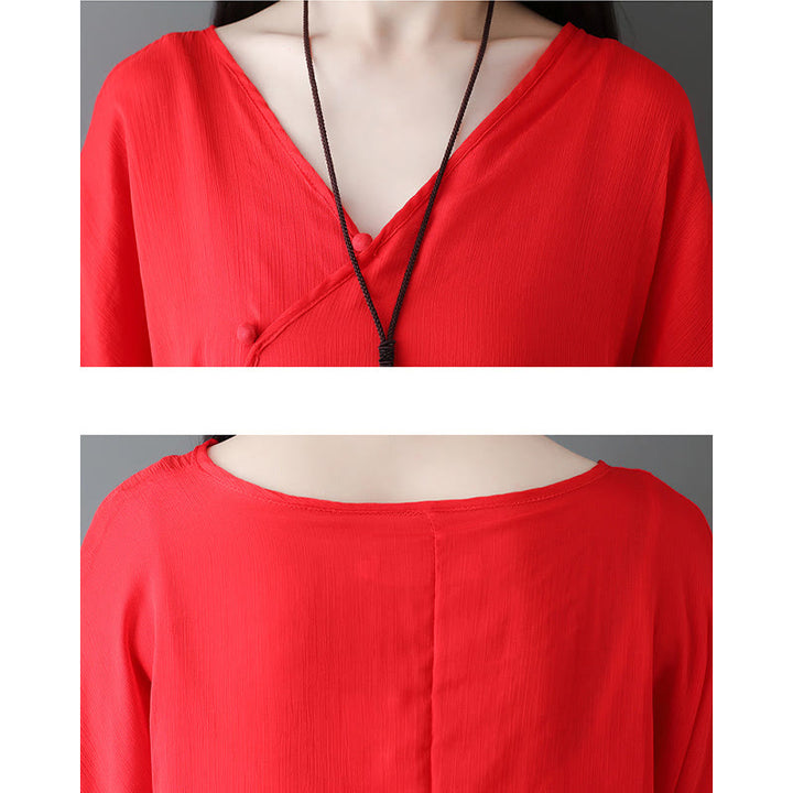 Vestido túnica midi con cuello en V y piedras de Buddha Stones, pantalones de pierna ancha, ropa de práctica Zen para meditación y baile - image 16