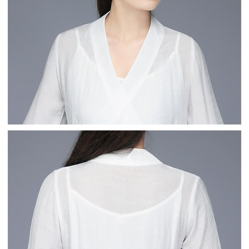 Vestido midi estilo Hanfu con Buddha Stones, pantalones de pierna ancha, ropa de meditación, práctica Zen, Yoga y baile - image 12