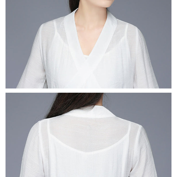 Vestido midi estilo Hanfu con Buddha Stones, pantalones de pierna ancha, ropa de meditación, práctica Zen, Yoga y baile - image 12