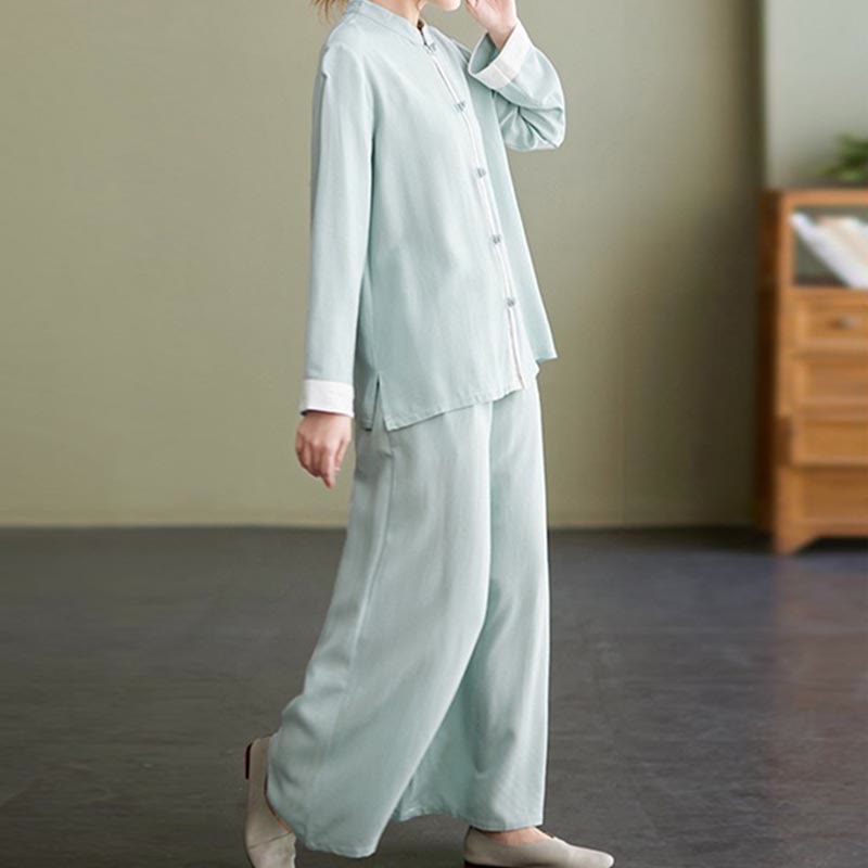 Conjunto de ropa de lino y algodón para mujer, camisa de manga larga, Top, pantalones, meditación Zen, Tai Chi, 2 uds. , Buddha Stones - image 19