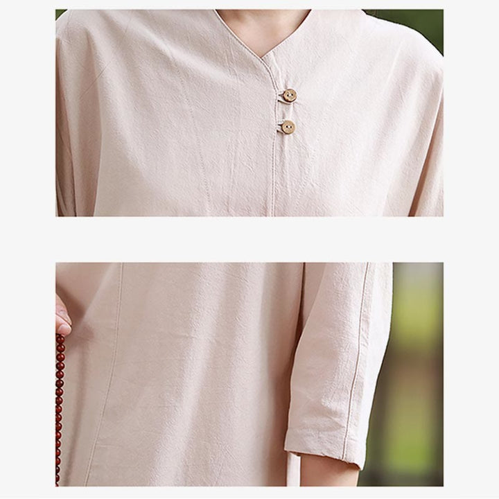 Buddha Stones 2 uds camisa Top pantalones meditación Zen Tai Chi ropa de lino de algodón conjunto de mujer - image 11