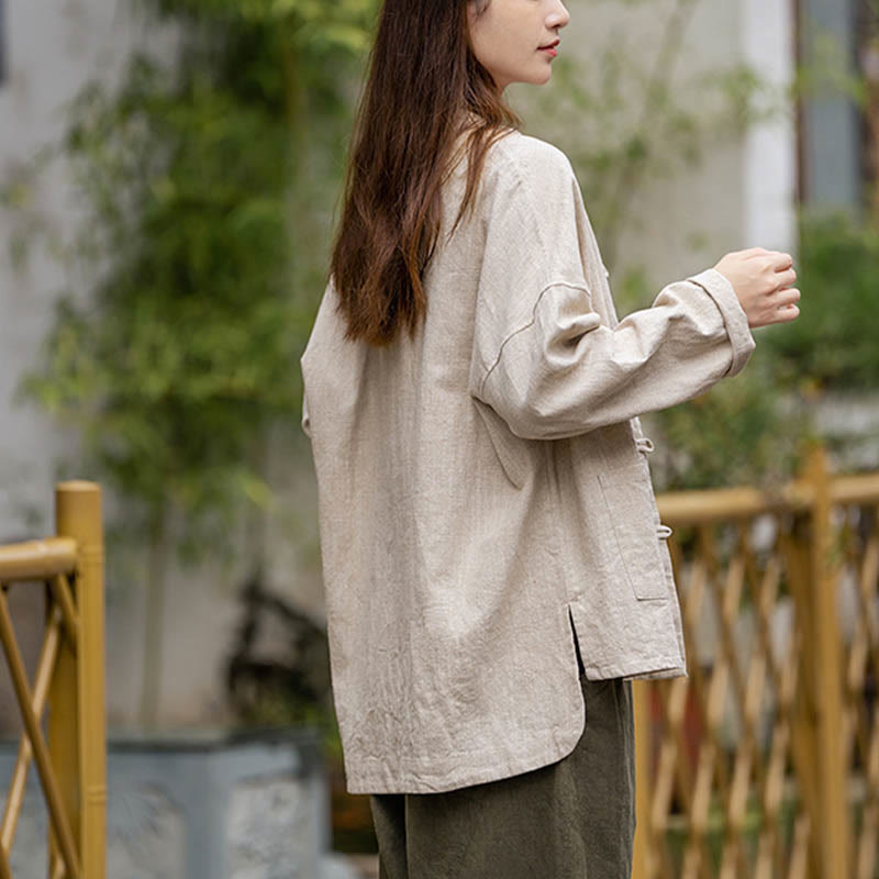 Camisa con diseño de botones de rana y Buddha Stones , ropa superior para meditación de Tai Chi, chaqueta de lino de ramio - image 19