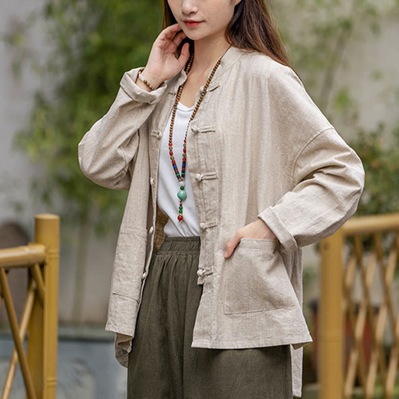 Camisa con diseño de botones de rana y Buddha Stones , ropa superior para meditación de Tai Chi, chaqueta de lino de ramio - image 18