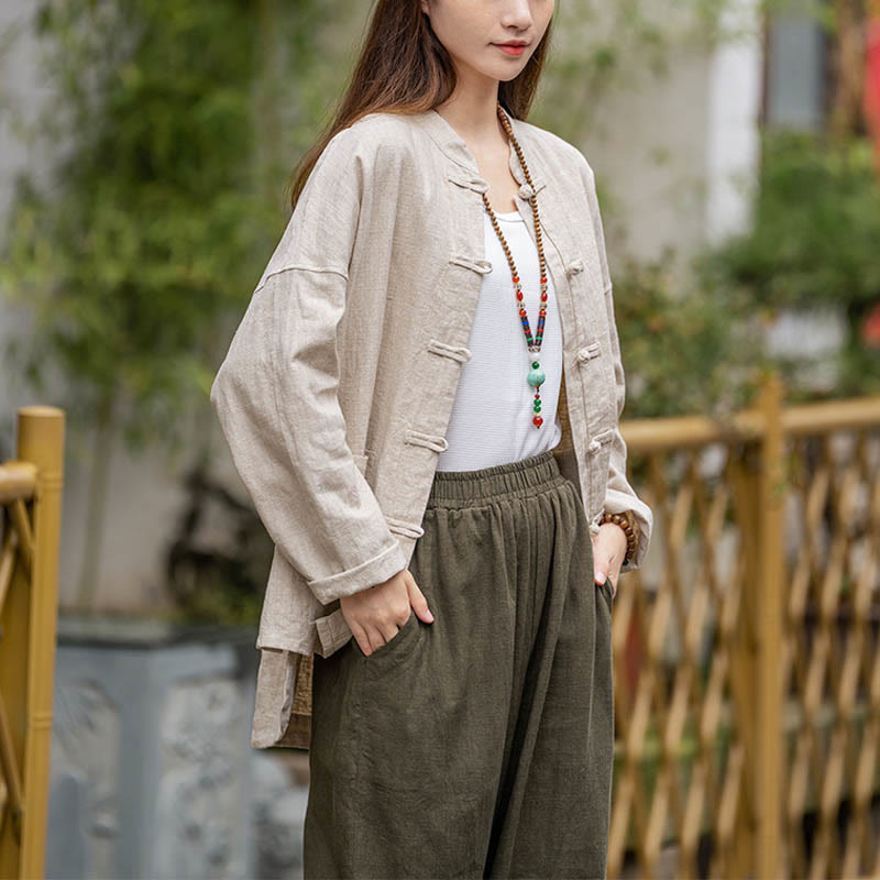 Camisa con diseño de botones de rana y Buddha Stones , ropa superior para meditación de Tai Chi, chaqueta de lino de ramio - image 17