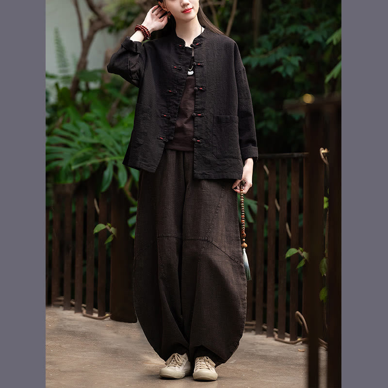 Camisa con botones de rana y Buddha Stones, Top de meditación Zen, chaqueta de lino y algodón - image 18