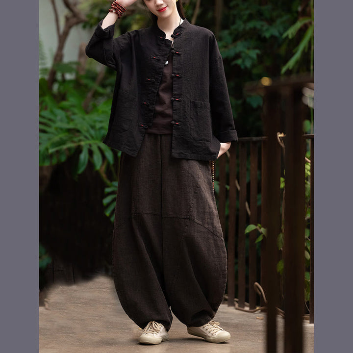 Camisa con botones de rana y Buddha Stones, Top de meditación Zen, chaqueta de lino y algodón - image 20