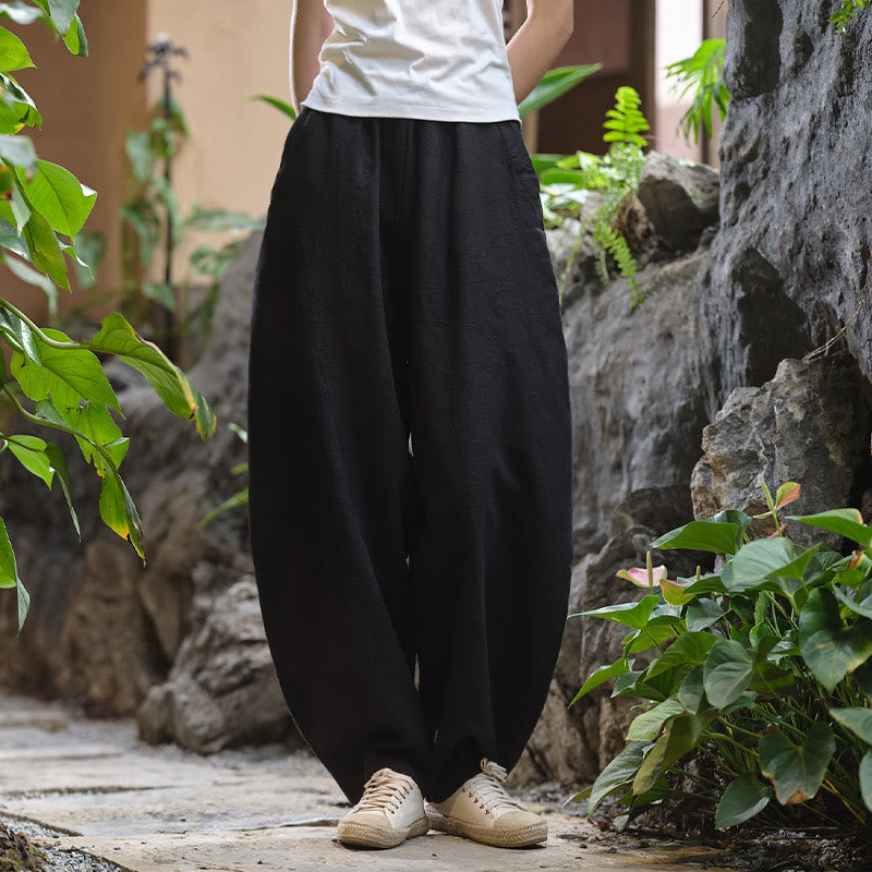 Pantalones harén de yoga sueltos de color sólido con Buddha Stones y bolsillos - Negro, US2-8/10，UK/AU6-12/14，EU34-40/42 (F) - image 44