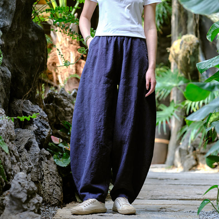 Pantalones harén de yoga sueltos de color sólido con Buddha Stones y bolsillos - Azul, US2-8/10，UK/AU6-12/14，EU34-40/42 (F) - image 18
